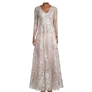 Mac Duggal Embroidered Lace Gown Vintage Lilac Size 14